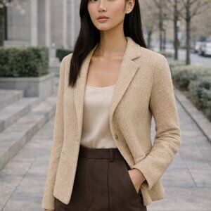 Vince Bouclé Blazer Jacket L Beige Wool Mohair Camel Hair Blend NWOT